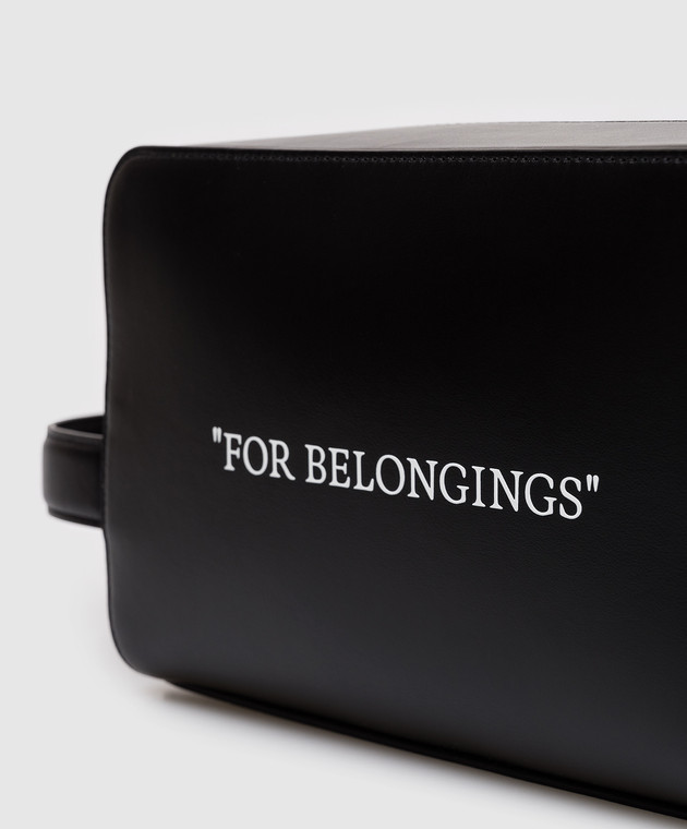 Off-White Черный кожаный несесер For Belongings OMNS028C99LEA001 изображение 3