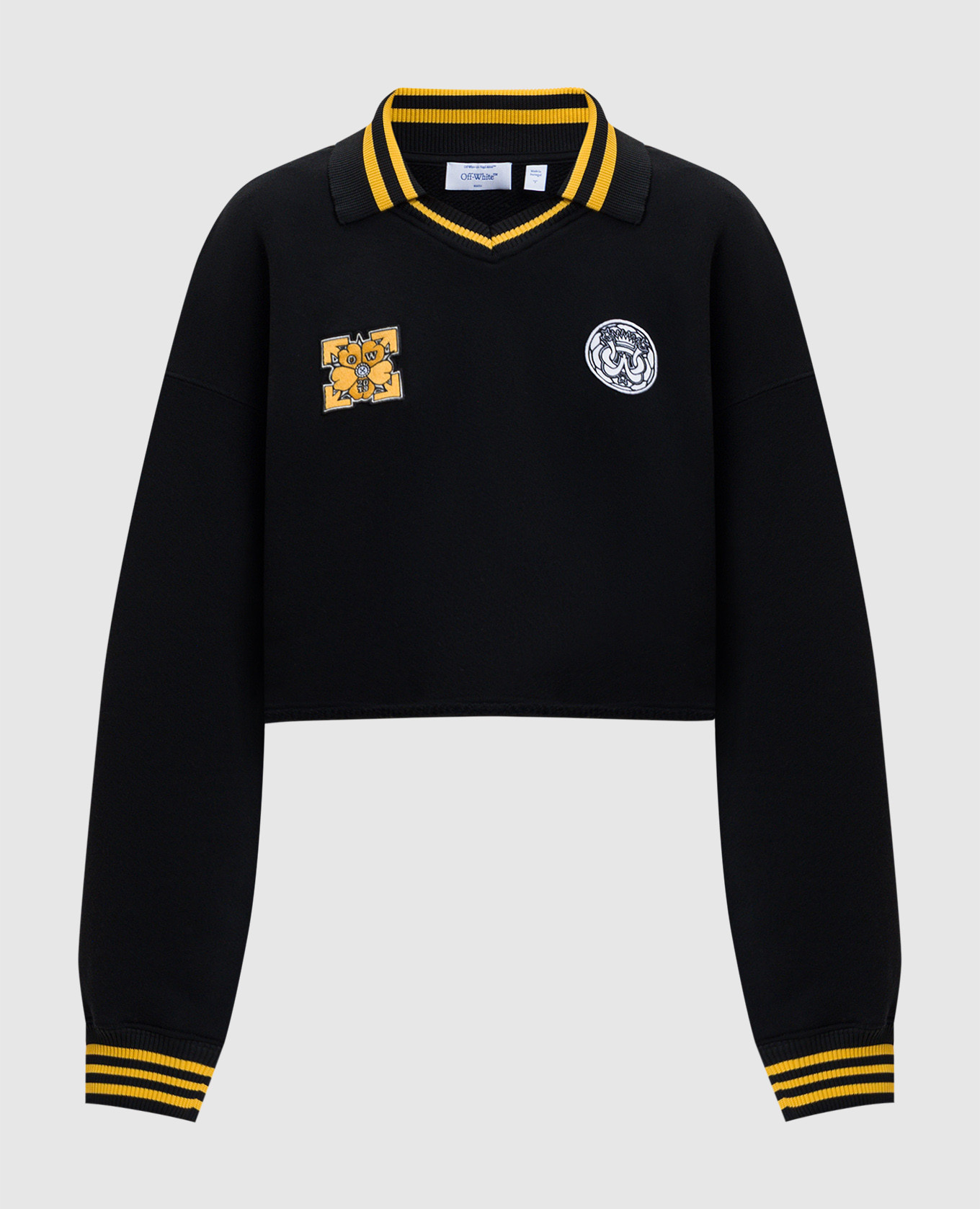 

Черный свитшот-поло с нашивками, Свитшоты