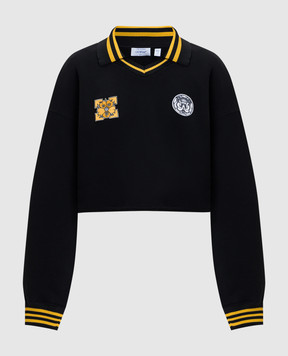 Off-White Черный свитшот-поло с нашивками 2BA07BS26FLE002
