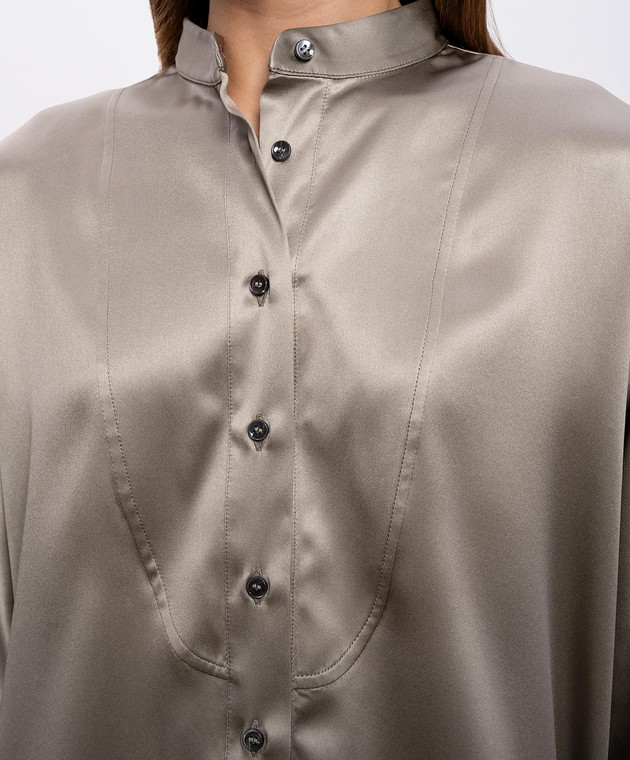 Brunello Cucinelli Блуза кольору хакі із шовку M0C59MY906 зображення 5
