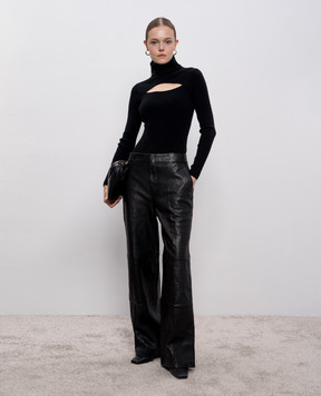 Allude Чорний гольф з вовни та кашеміру в рубчик 25517721