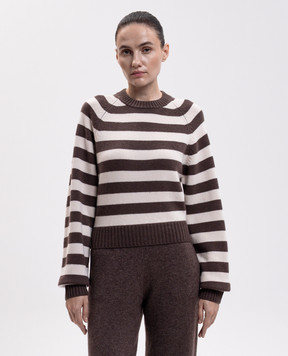 Sporty & Rich Коричневый свитер Julietta из шерсти в полоску WS10483000BR03