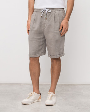 Brunello Cucinelli Шорты цвета хаки из льна M243DU0020