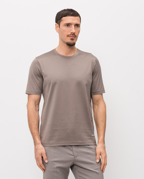 Enrico Mandelli Коричневая футболка с нашивкой логотипа 3K052A5677