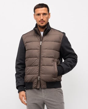Peserico Пуховая коричневая куртка с шерстью R522070027B