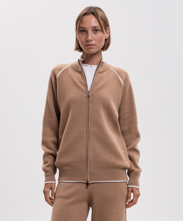 Kiton Коричневая спортивная куртка из шерсти и кашемира D62940K0584L изображение 3