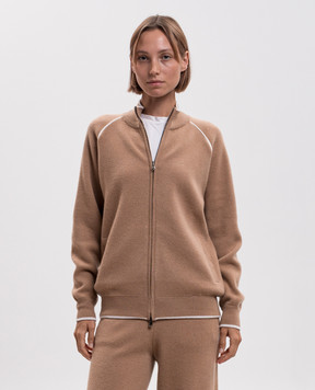 Kiton Коричневая спортивная куртка из шерсти и кашемира D62940K0584L