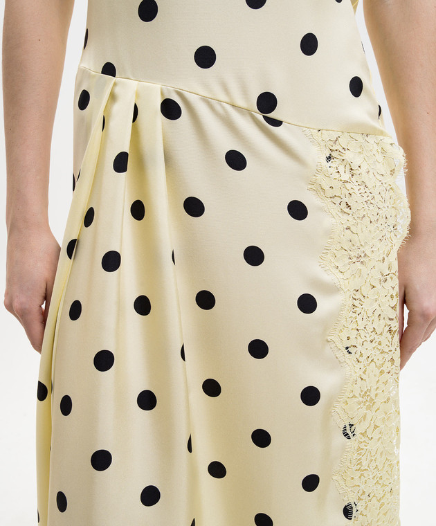Max Mara Sportmax Желтое платье CAPO из шелка в горох SPXCAPO изображение 5