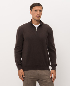 Bertolo Cashmere Коричневый свитер из кашемира с молнией 400025000005