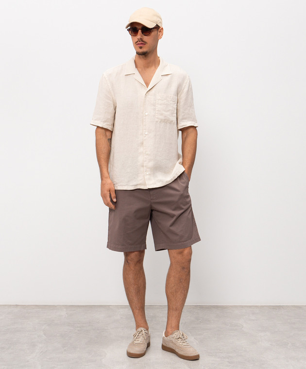 Peserico Бежевая рубашка из льна прямого кроя R56049T002494 изображение 2