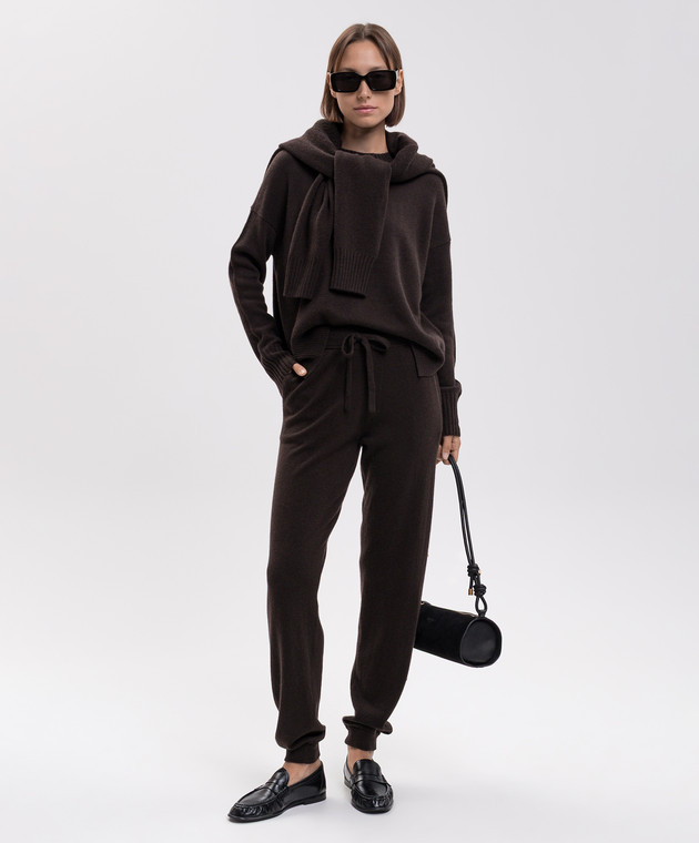 Allude Коричневый свитер из кашемира с разрезами 26511151 изображение 2