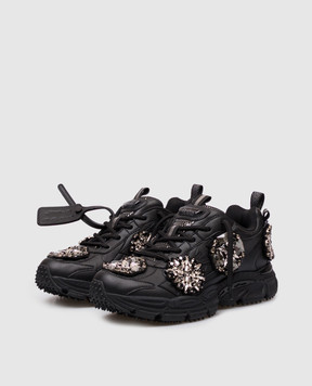 Off-White Черные кожаные кроссовки Be Right Back с кристаллами OWIA289Z26LEA003