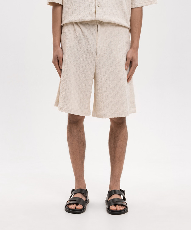 Off-White Бежеві шорти у візерунок логотипа OFF 44XCB092C9J0010 зображення 3
