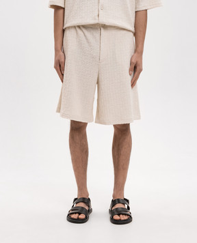 Off-White Бежевые шорты в узор логотипа OFF 44XCB092C9J0010