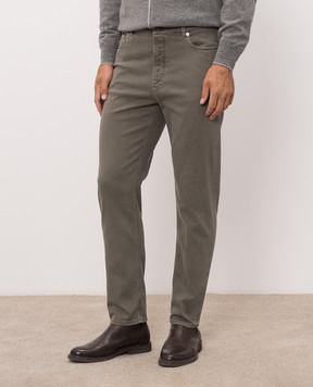 Brunello Cucinelli Джинсы цвета хаки с логотипом патча M277PO2090