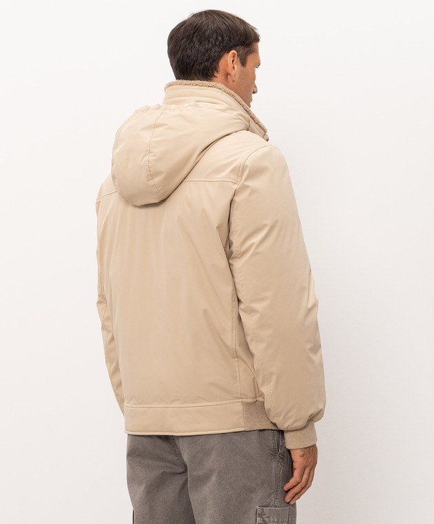 Brunello Cucinelli Бежевий пуховик з хутром MV4061606 зображення 4