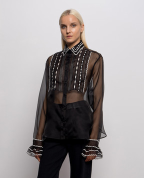 Ermanno Scervino Чорна блуза із шовку з вишивкою D492K350APORG