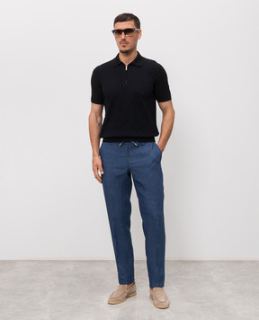 Bertolo Cashmere Сині штани з льону 611625