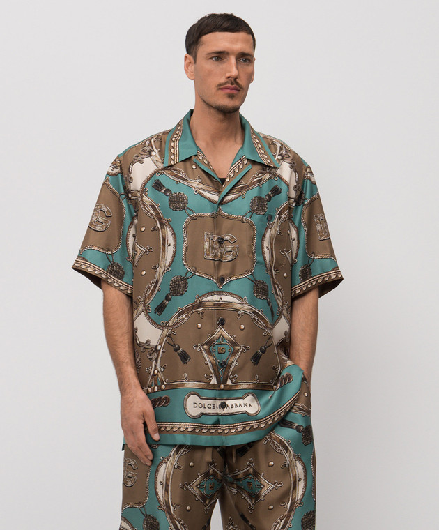 Dolce&Gabbana Сорочка із шовку в брендовий принт G5JH9THI12C зображення 3