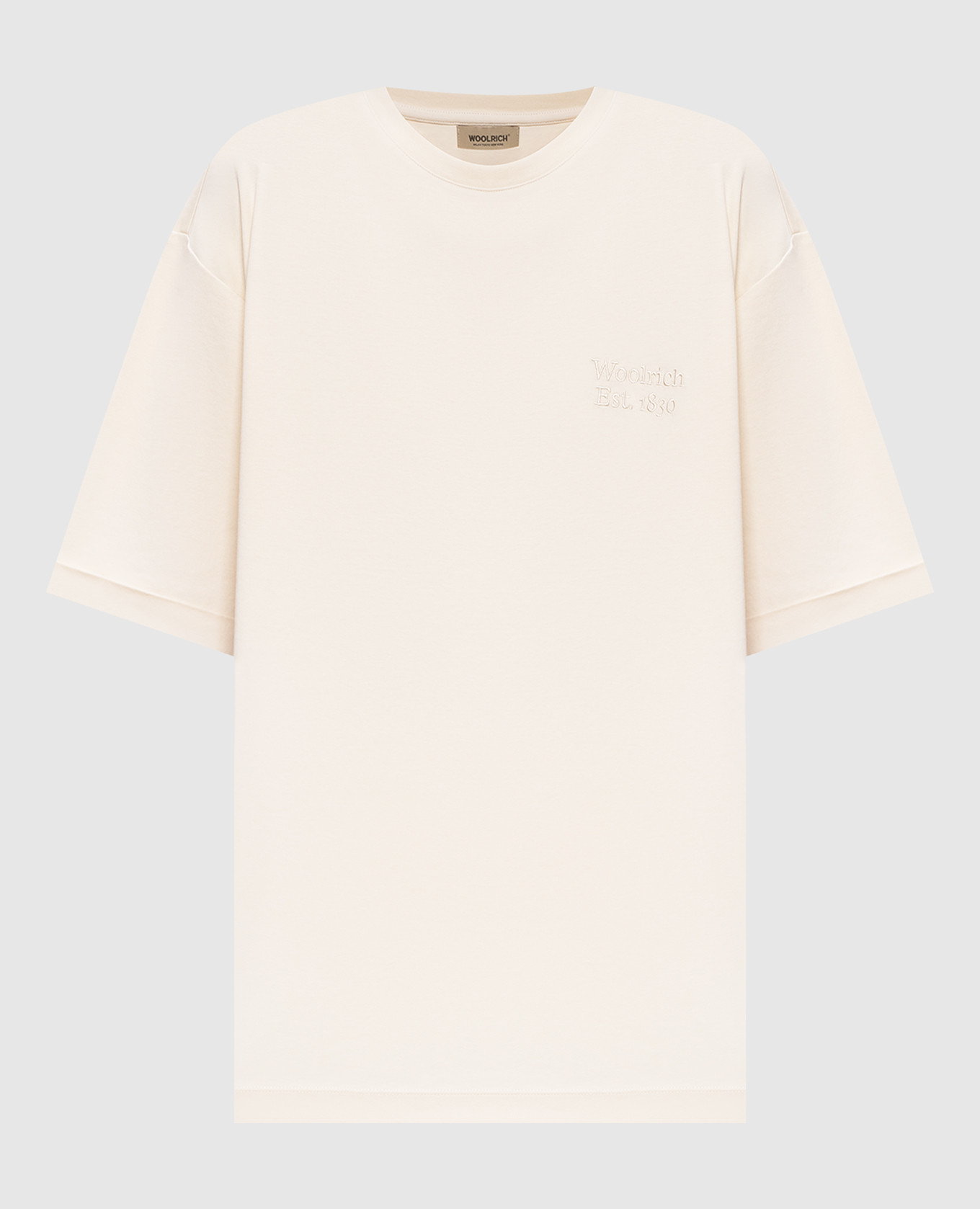 

Футболка цвета айвори с вышивкой логотипа, Бежевый, Футболки