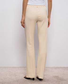 Twinset Бежевые брюки клеш с логотипом 261TP2225