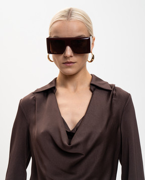 Balmain Бордові сонцезахисні окуляри B-Stage із золотом 18 карат BPS192C55