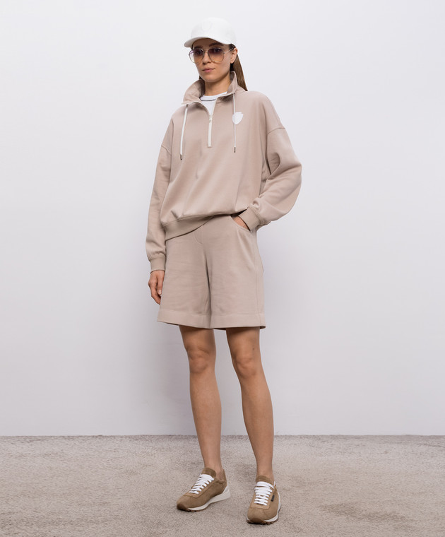 Brunello Cucinelli Бежевий світшот з нашивкою емблеми MG927VT404 зображення 2