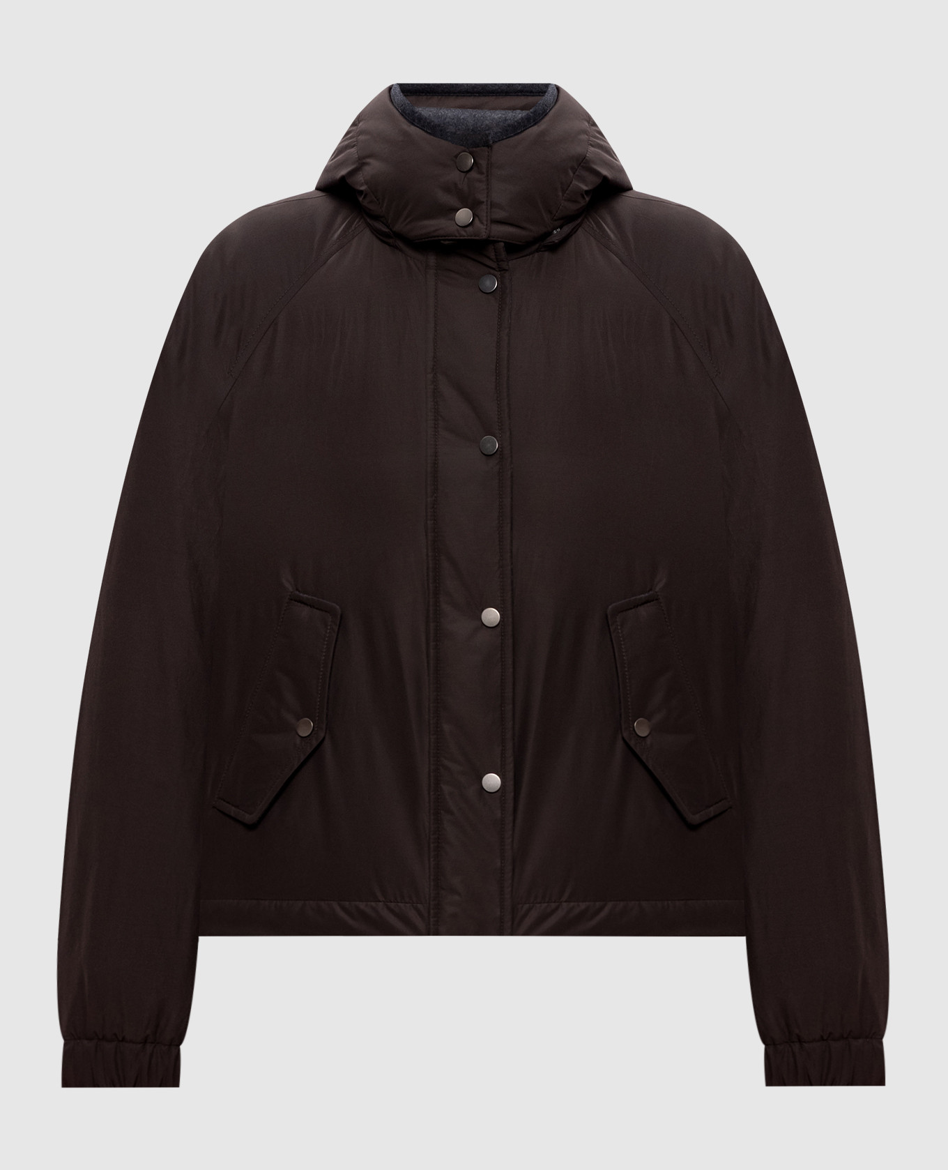 

Коричневая пуховая куртка с цепочкой мониль, Коричневый, Куртки