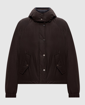 Brunello Cucinelli Коричневая пуховая куртка с цепочкой мониль MG5017835