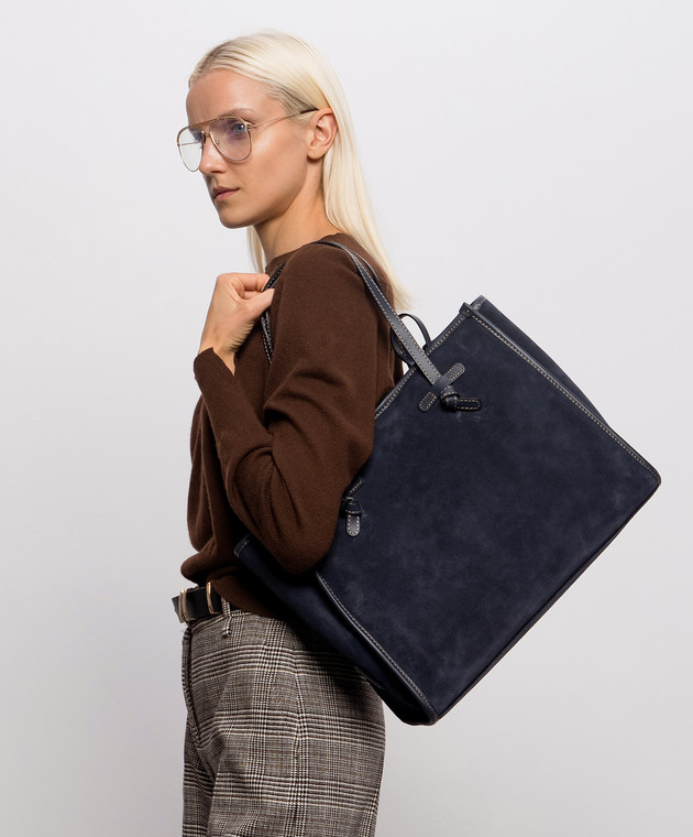 Gianni Chiarini Синяя замшевая сумка-тоут BS8990CMPL изображение 2