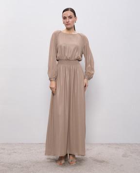 Peserico Бежева сукня максі з ланцюжком моніль E0223802361