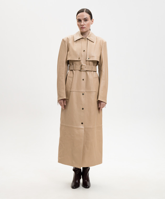 Max Mara Sportmax Бежевый кожаный тренч SPASTE SPSPASTE изображение 3