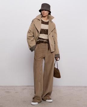 Brunello Cucinelli Бежеві вельветові штани MP180P8724