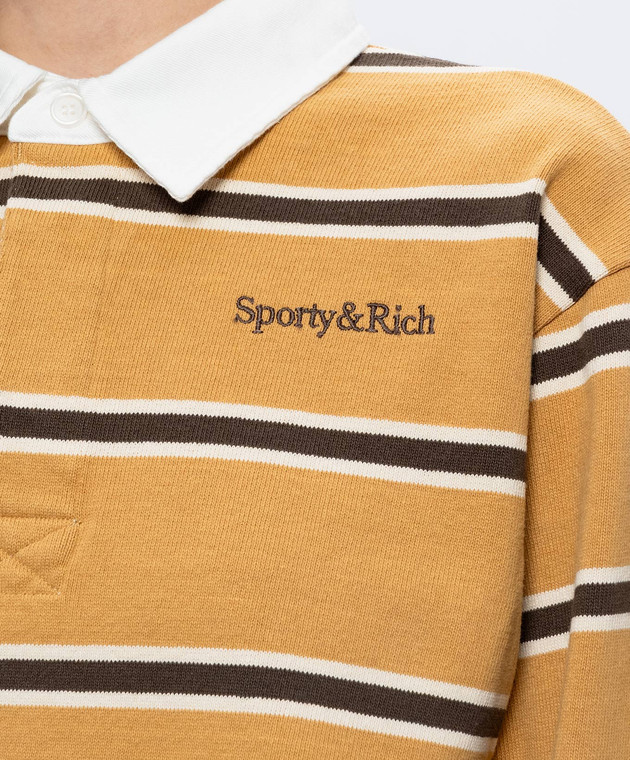 Sporty & Rich Коричневый лонгслив-поло Blondie в полоску TO00883326BE37 изображение 5