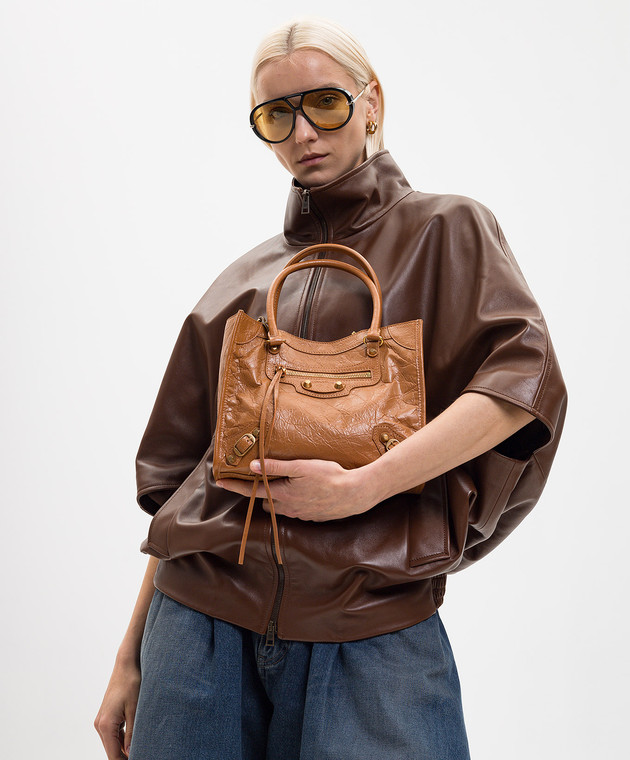 Balenciaga Коричнева шкіряна сумка-тоут LE City 852608210F6 зображення 2