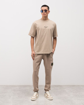 Stone Island Бежевая футболка с принтом L1S152100023S0091