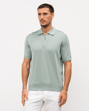 Stefano Ricci Зелене поло із шовку з вишивкою монограми логотипа K616215P31F26101