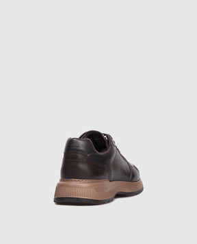 Zilli Коричневые кожаные кроссовки с логотипом 0138sh