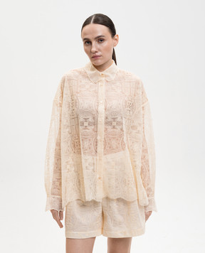 Ermanno Scervino Бежева блуза з вишивкою D482K731UCX