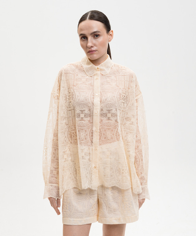 Ermanno Scervino Бежева блуза з вишивкою D482K731UCX зображення 3