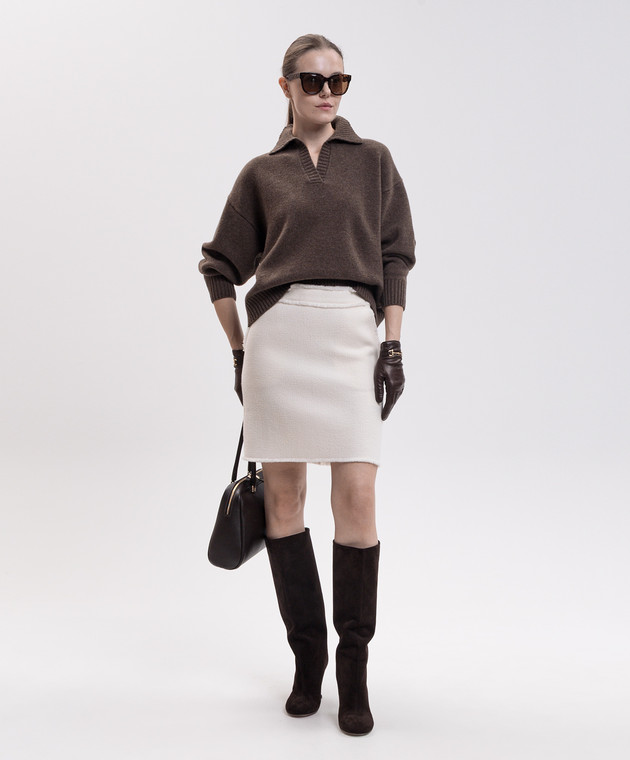 Max Mara Юбка ABILE цвета айвори из шерсти MXMABILE изображение 2