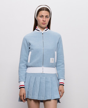 Thom Browne Блакитна спортивна куртка з нашивкою логотипа FJT436AJ0194
