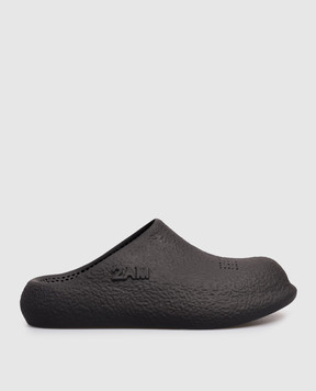 2AM Чорні сабо з фактурним логотипом BUS6GL20241017B