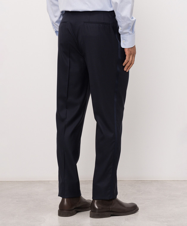 Brunello Cucinelli Синие брюки из шерсти и шелка MY460PS04 изображение 4
