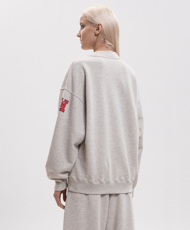 Off-White Бежевый меланжевый свитшот с принтом логотипа 2FE00513T изображение 4