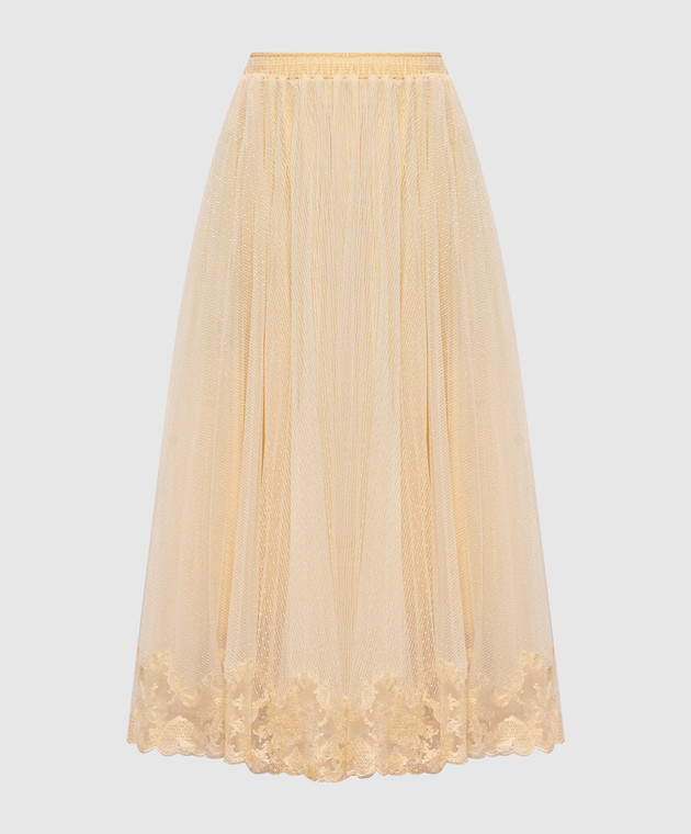 Ermanno Scervino Бежевая юбка миди с кружевом D482O756FDUJP