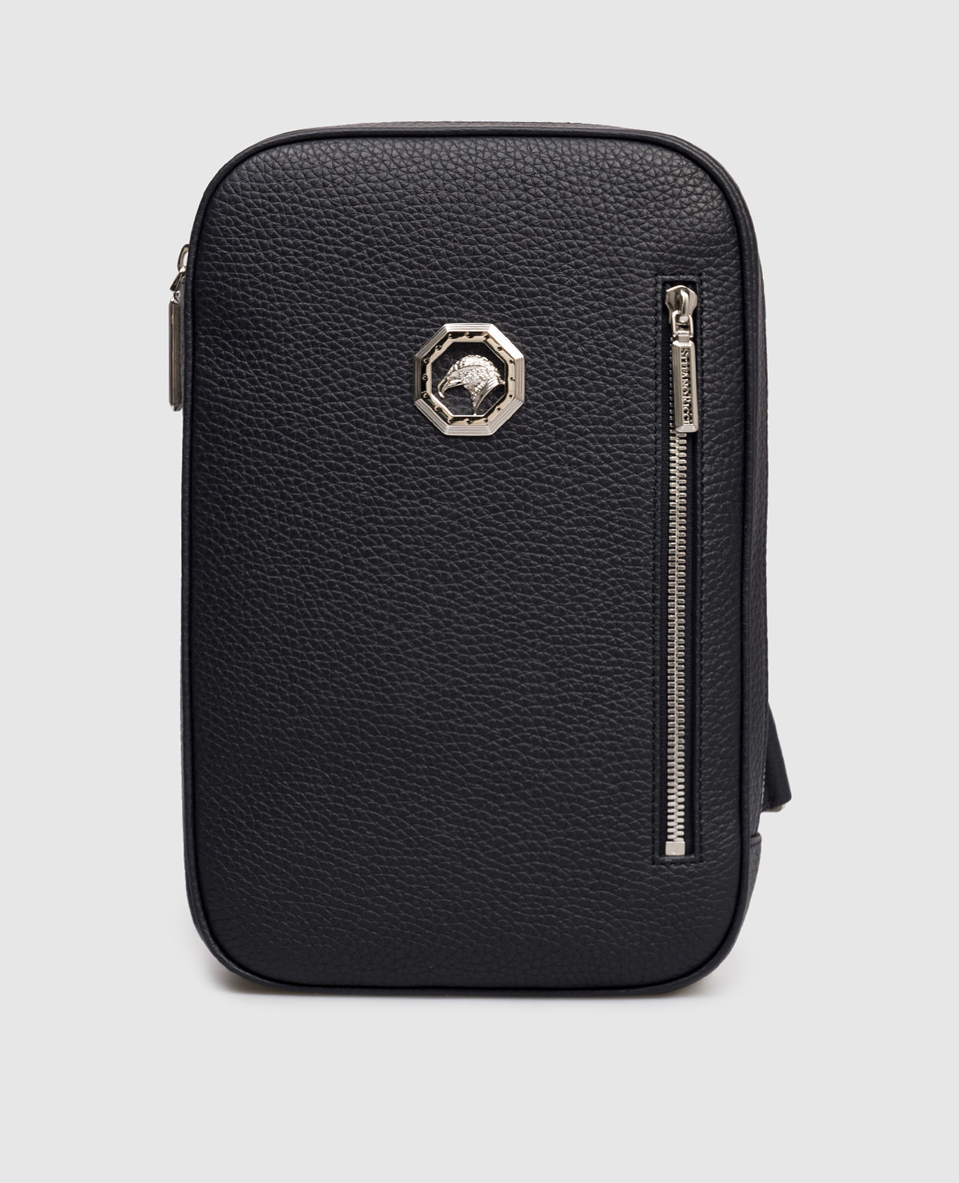 

Синяя кожаная сумка-слинг с эмблемой, Синий, Сумки через плечо