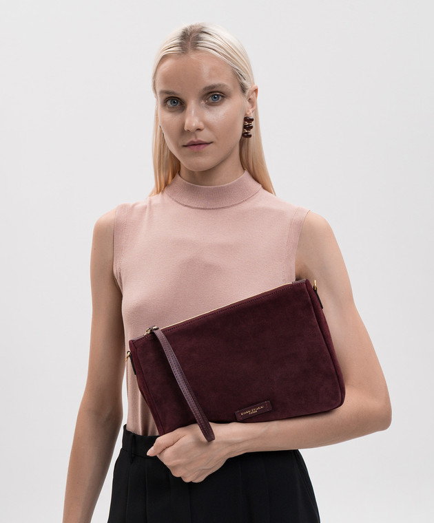 Gianni Chiarini Замшевая бордовая сумка кросс-боди Nora BS10225CMPL изображение 2