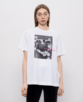 Givenchy Біла футболка з принтом BW70FMP7A3