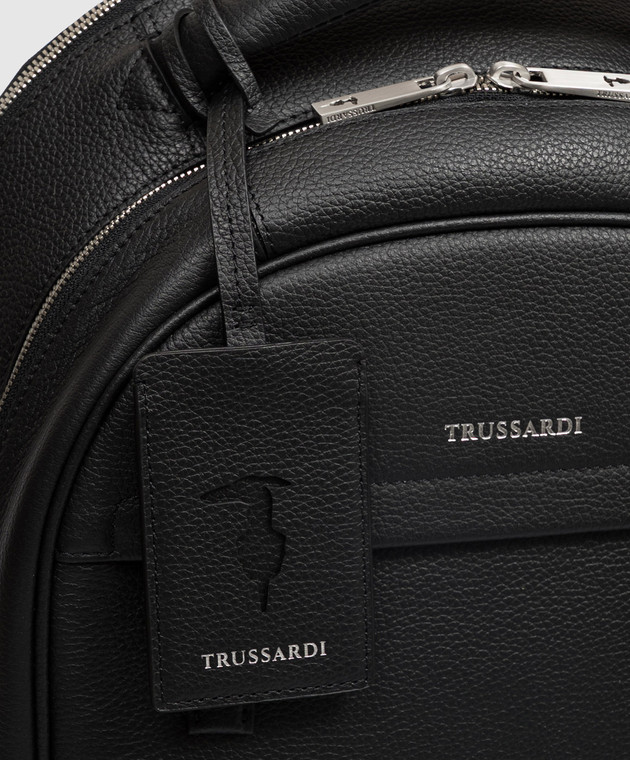Trussardi Чорний шкіряний рюкзак з логотипом Z698E006311NMBZ03L33 зображення 4